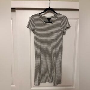 Gap Gray and White Striped T-Shirt Dress